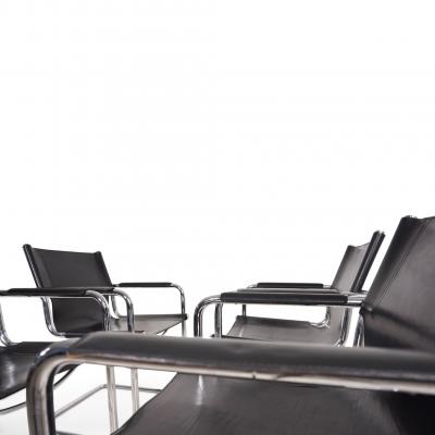 Matteo Grassi Matteo Grassi Visitor Chair Set of 4 Leather Chrome Cantilever Chairs 1970