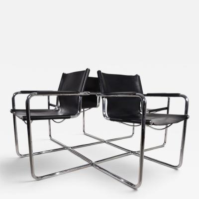 Matteo Grassi Matteo Grassi Visitor Chair Set of 4 Leather Chrome Cantilever Chairs 1970