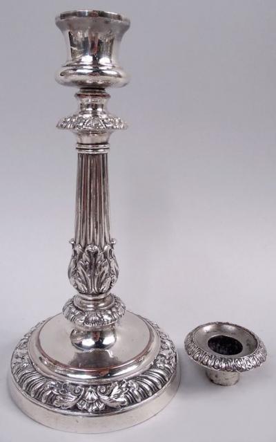 Matthew Boulton Pair of Matthew Boulton Georgian Regency Sheffield Plate Candlesticks