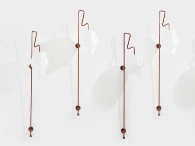 Mattia Bonetti Mattia Bonetti pair of tall patinated metal wall lights sconces 2009