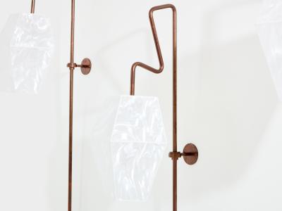 Mattia Bonetti Mattia Bonetti pair of tall patinated metal wall lights sconces 2009