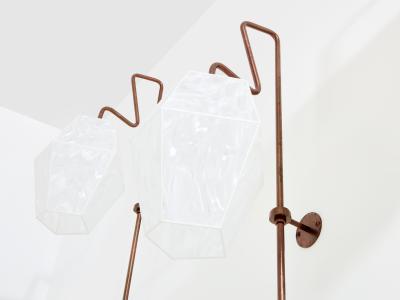 Mattia Bonetti Mattia Bonetti pair of tall patinated metal wall lights sconces 2009