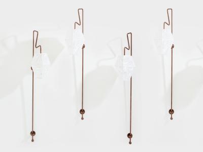 Mattia Bonetti Mattia Bonetti pair of tall patinated metal wall lights sconces 2009