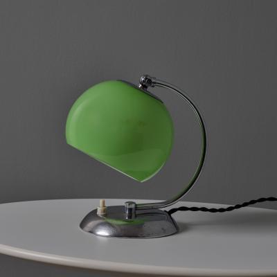 Mauri Almari 1950s Mauri Almari Chrome and Opaline Green Glass Table Lamp for Idman Oy