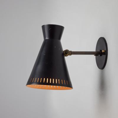 Mauri Almari 1950s Perforated Black Metal Diabolo Wall Lamp Attributed to Mauri Almari