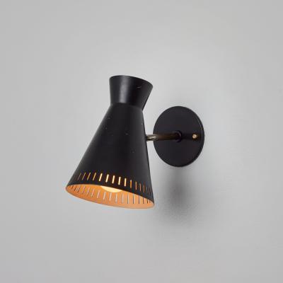 Mauri Almari 1950s Perforated Black Metal Diabolo Wall Lamp Attributed to Mauri Almari
