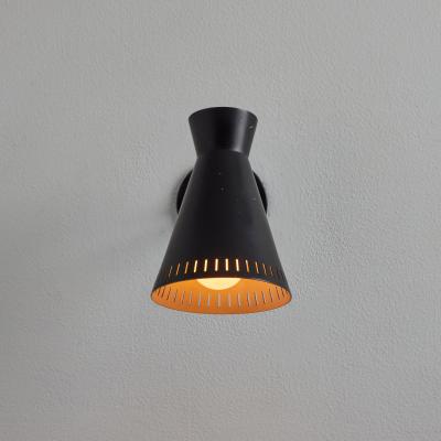 Mauri Almari 1950s Perforated Black Metal Diabolo Wall Lamp Attributed to Mauri Almari