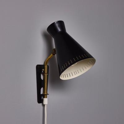 Mauri Almari 1950s Perforated Metal Diabolo Plug In Wall Lamp Attributed to Mauri Almari