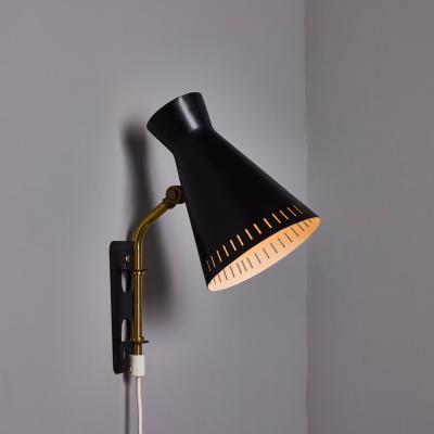 Mauri Almari 1950s Perforated Metal Diabolo Plug In Wall Lamp Attributed to Mauri Almari
