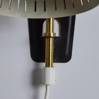 Mauri Almari 1950s Perforated Red Diabolo Plug In Wall Lamp Attributed to Mauri Almari