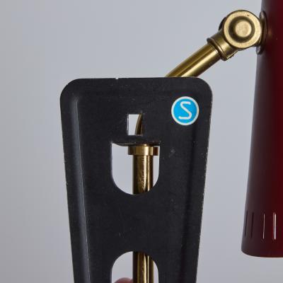 Mauri Almari 1950s Perforated Red Diabolo Plug In Wall Lamp Attributed to Mauri Almari