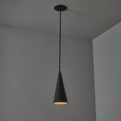 Mauri Almari 1960s Finnish Conical Black Metal Pendant Lamp Attributed to Mauri Almari
