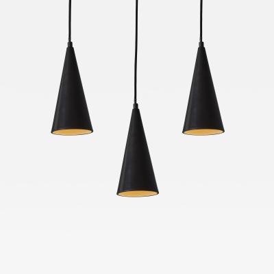 Mauri Almari 1960s Finnish Conical Black Metal Pendant Lamp Attributed to Mauri Almari