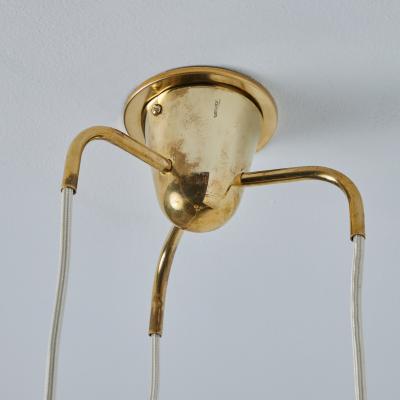 Mauri Almari 1960s Opaline Glass and Brass Chandelier Attributed to Mauri Almari for Idman