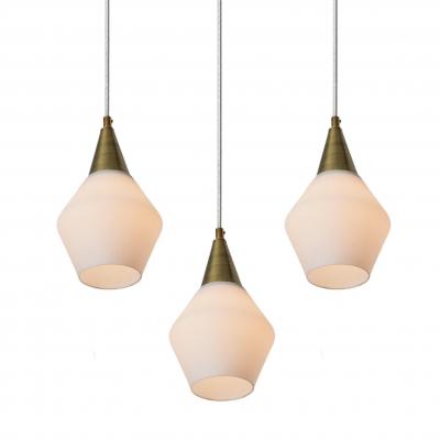 Mauri Almari 1960s Opaline Glass and Brass Pendant Attributed to Mauri Almari for Idman