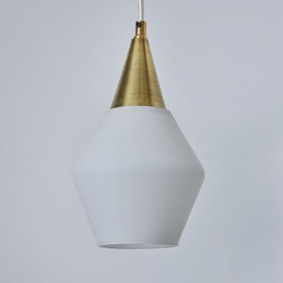 Mauri Almari 1960s Opaline Glass and Brass Pendant Attributed to Mauri Almari for Idman