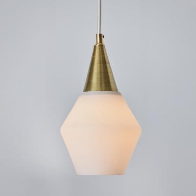 Mauri Almari 1960s Opaline Glass and Brass Pendant Attributed to Mauri Almari for Idman