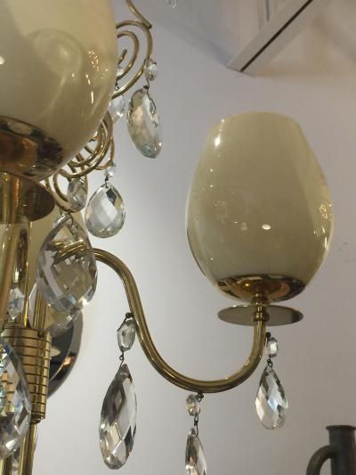 Mauri Almari Almari Mauri for Idman Brass and Glass Chandelier