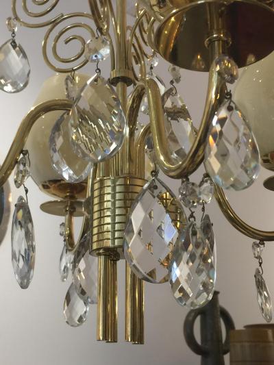 Mauri Almari Almari Mauri for Idman Brass and Glass Chandelier