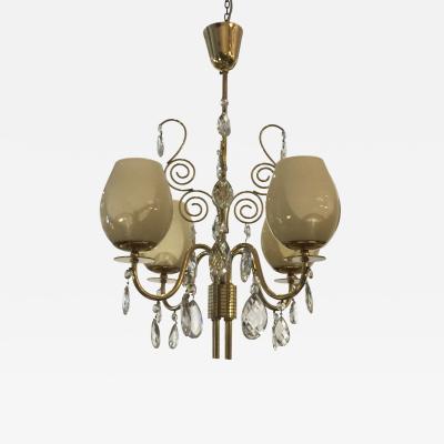 Mauri Almari Almari Mauri for Idman Brass and Glass Chandelier