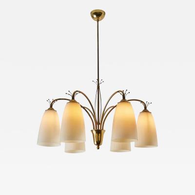 Mauri Almari Large 1950s Mauri Almari 6 Arm Chandelier in the Manner of Paavo Tynell