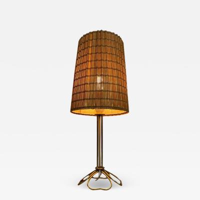 Mauri Almari Mauri Almari Table Lamp in Brass Rattan Idman 1950s