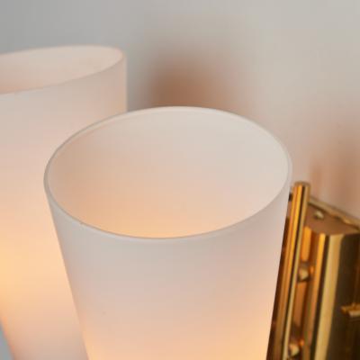 Mauri Almari Pair of 1950s Mauri Almari Model EY60 Brass Glass Double Sconces for Itsu