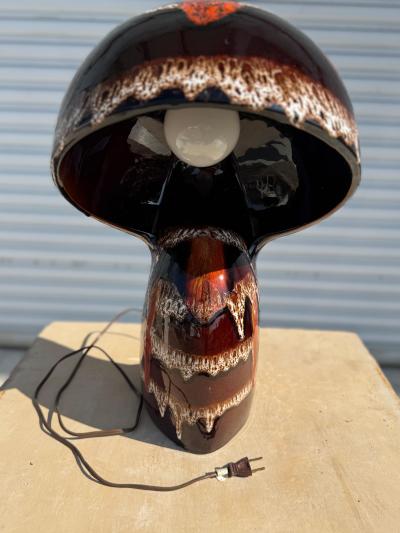Maurice Chalvignac Maurice Chalvignac Lava Glazed Ceramic Mushroom Table Lamp