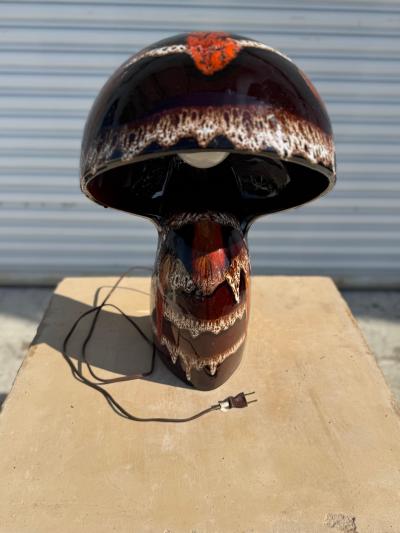 Maurice Chalvignac Maurice Chalvignac Lava Glazed Ceramic Mushroom Table Lamp