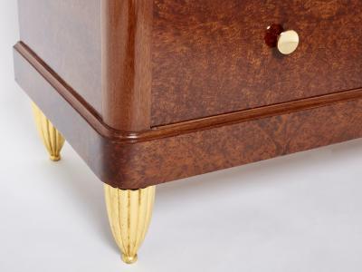 Maurice Dufr ne Art deco amboyna burl wood commode attr Maurice Dufr ne 1940s
