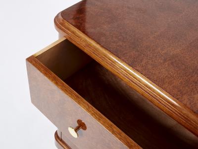 Maurice Dufr ne Art deco amboyna burl wood commode attr Maurice Dufr ne 1940s