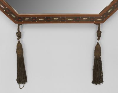 Maurice Dufr ne French Art Deco Mahogany Horizontal 8 Sided Narrow Wall Mirror