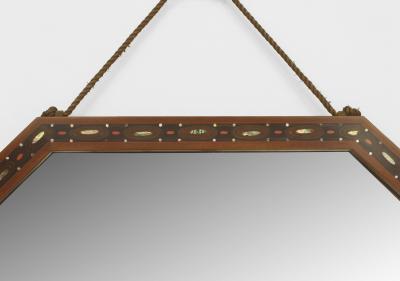 Maurice Dufr ne French Art Deco Mahogany Horizontal 8 Sided Narrow Wall Mirror