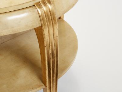 Maurice Dufr ne Gilded wood and parchment center table attr Maurice Dufr ne 1930s