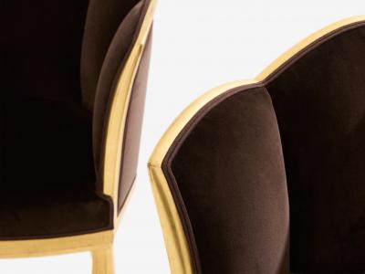 Maurice Dufr ne Maurice Dufr ne giltwood brown velvet armchairs circa 1925