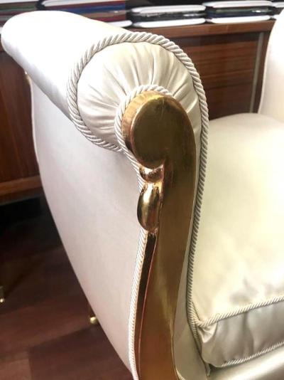 Maurice Dufr ne Maurice Dufrene Refined Gold Leaf Curdle Stool in Satin silk