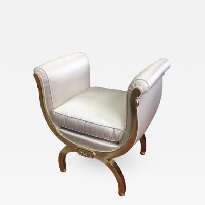 Maurice Dufr ne Maurice Dufrene Refined Gold Leaf Curdle Stool in Satin silk