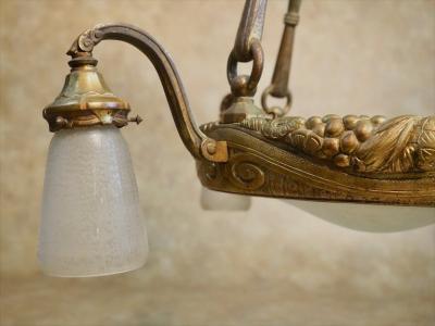 Maurice Dufr ne Maurice Dufrene gilt bronze and Daum glass ceiling fixture