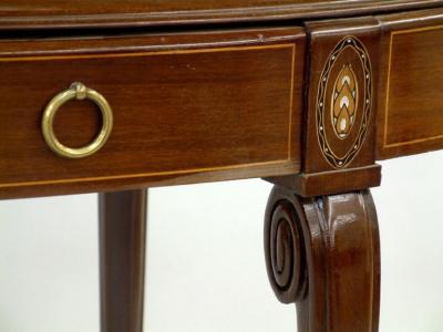 Maurice Dufr ne Maurice Dufrene oval center console table with marquetry