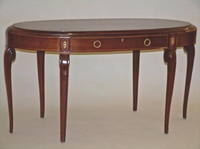 Maurice Dufr ne Maurice Dufrene oval center console table with marquetry