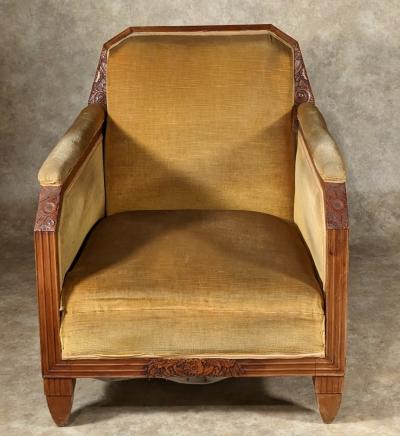 Maurice Dufr ne Maurice Dufrene pair of Cubist inspired club chairs