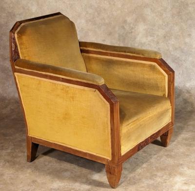 Maurice Dufr ne Maurice Dufrene pair of Cubist inspired club chairs