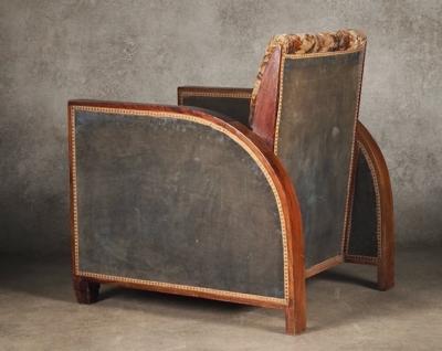 Maurice Dufr ne Maurice Dufrene pair of Modernist Cubist club chairs