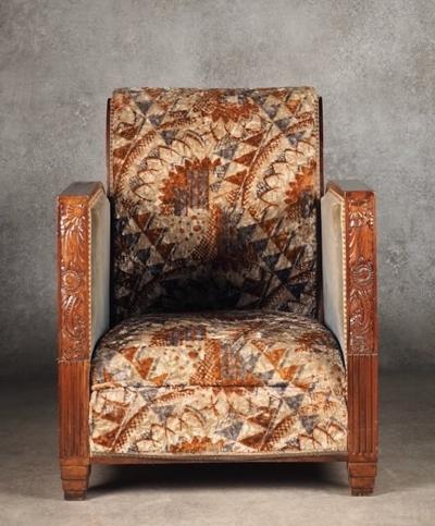 Maurice Dufr ne Maurice Dufrene pair of Modernist Cubist club chairs