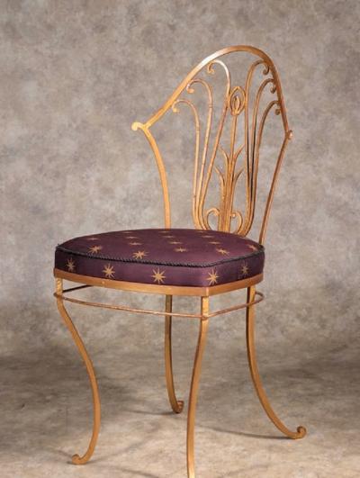Maurice Dufr ne Maurice Dufrene pair of gilt iron chairs