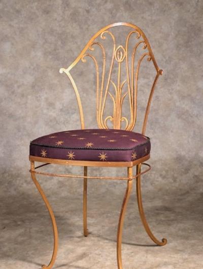 Maurice Dufr ne Maurice Dufrene pair of gilt iron chairs