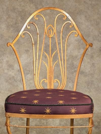 Maurice Dufr ne Maurice Dufrene pair of gilt iron chairs