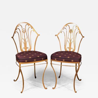 Maurice Dufr ne Maurice Dufrene pair of gilt iron chairs