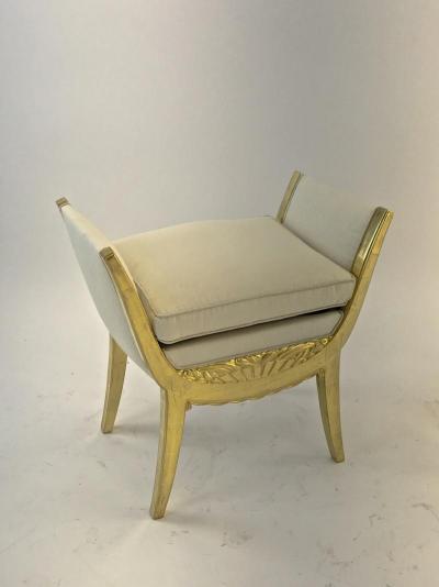 Maurice Dufr ne Maurice Dufrene pair of gold leaf carved wood stools