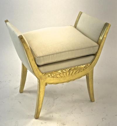 Maurice Dufr ne Maurice Dufrene pair of gold leaf carved wood stools
